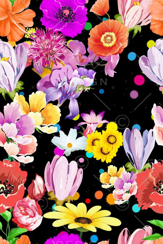 花卉花朵组合印花华亿平台图片