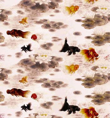 659927-FAZZ中国风水墨金鱼睡莲花卉-B