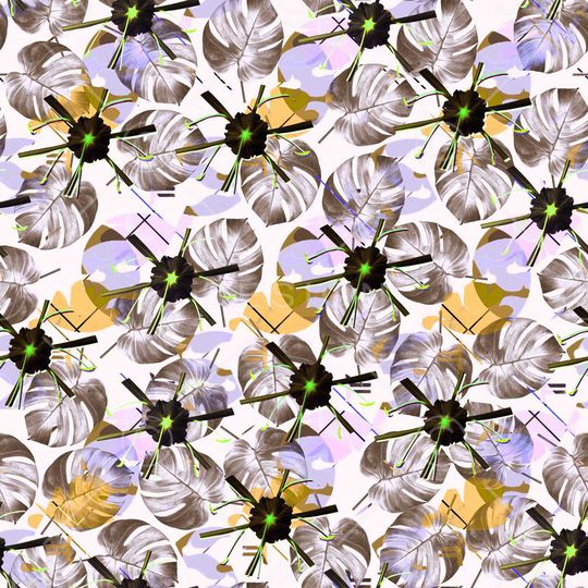 热带花卉叶子印花华亿平台图片