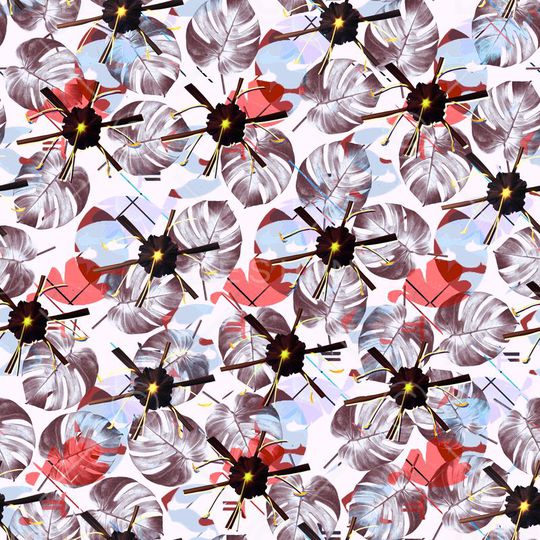 热带花卉叶子印花华亿平台图片