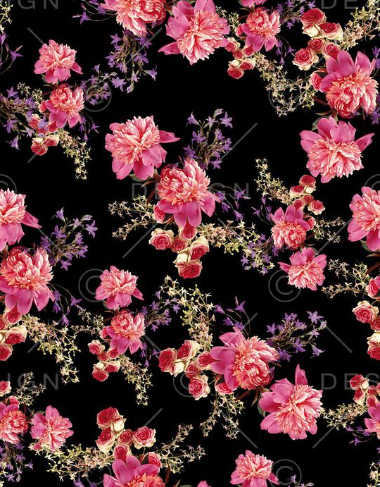 时尚抽象手绘油画花卉数码印花印花华亿平台图片