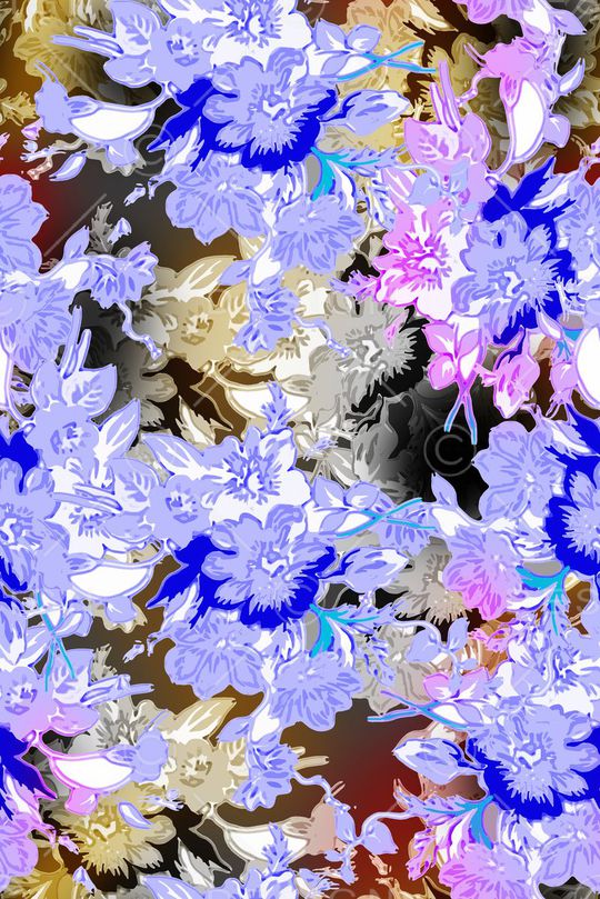 炫彩花朵组合印花华亿平台图片