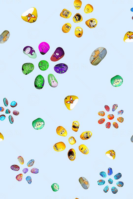 手绘画石头印花华亿平台图片