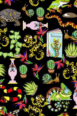 动物蛇蜗牛青蛙壁虎花朵印花华亿平台图片