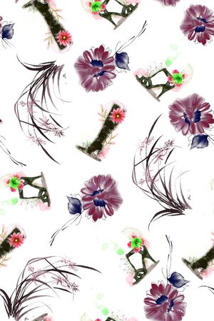 水墨画印花华亿平台图片