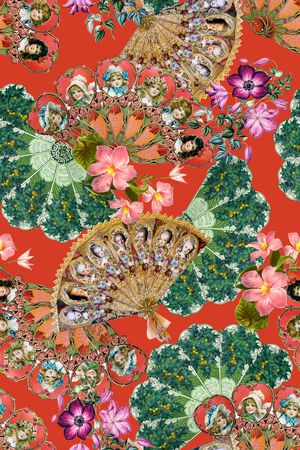 扇子印花华亿平台图片