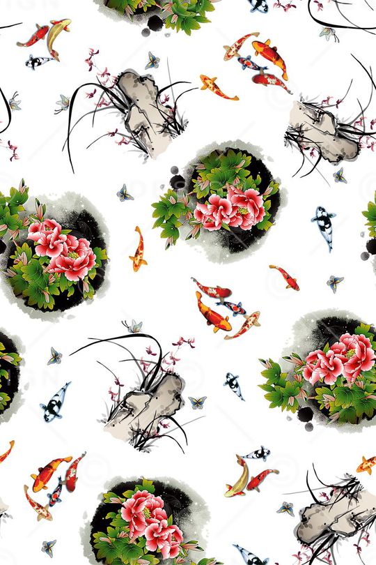 水墨画印花华亿平台图片