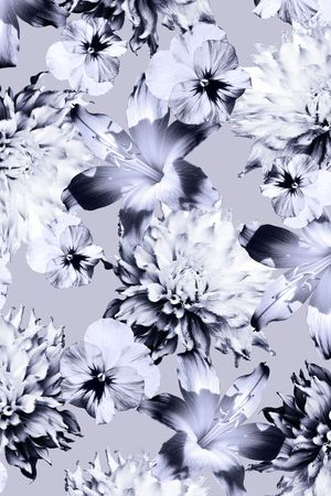 数码花卉、灰色、风吹效果印花华亿平台图片