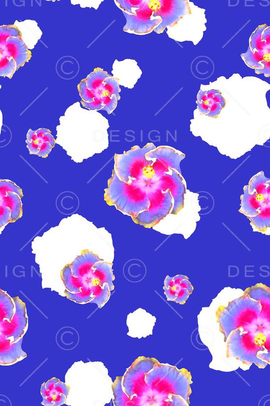 抽象手绘满版花朵印花华亿平台图片