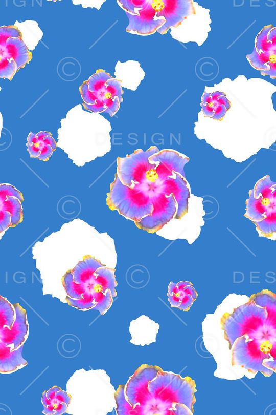 抽象手绘满版花朵印花华亿平台图片