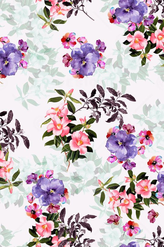 水彩花卉印花华亿平台图片