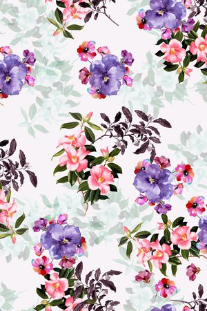 水彩花卉印花华亿平台图片