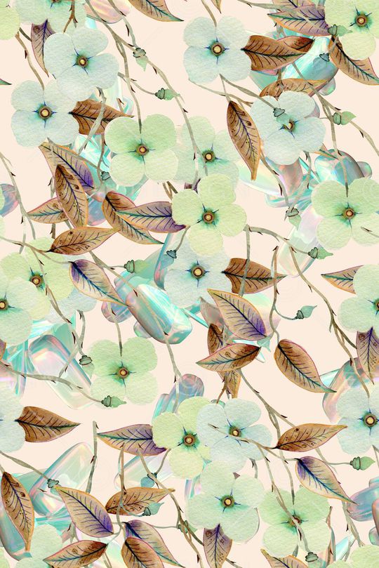 时尚潮流手绘水彩画植物数码印花印花华亿平台图片