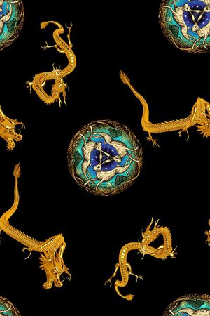 时尚潮流中国风龙鹿动物数码印花印花华亿平台图片