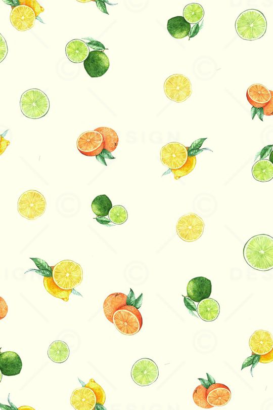 手绘水果、柠檬印花华亿平台图片
