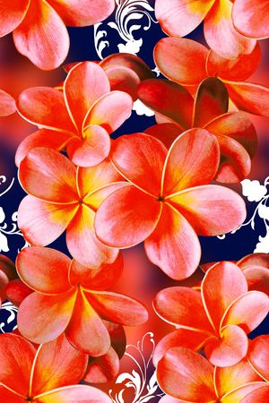 时尚抽象手绘花卉数码印花印花华亿平台图片