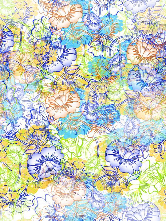 时尚、手绘、花朵印花华亿平台图片