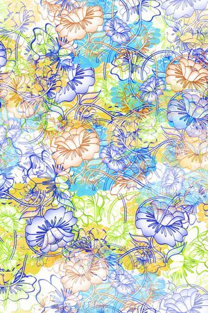 时尚、手绘、花朵印花华亿平台图片