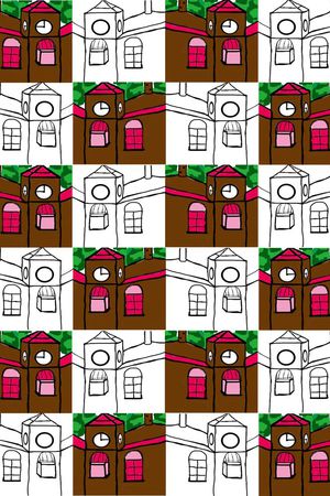 时尚、手绘、房子印花华亿平台图片