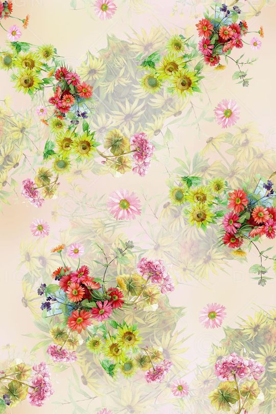 手绘花卉印花华亿平台图片