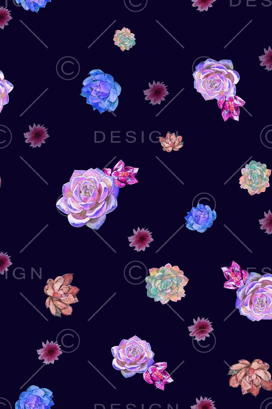 手绘画多肉配小花印花华亿平台图片