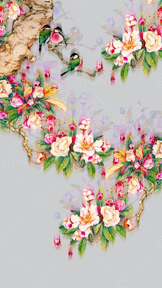 时尚潮流女装裙子定位工笔画印花印花华亿平台图片