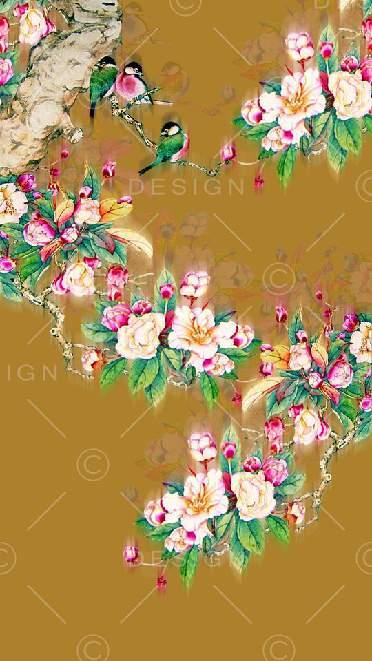 时尚潮流女装裙子定位工笔画印花印花华亿平台图片