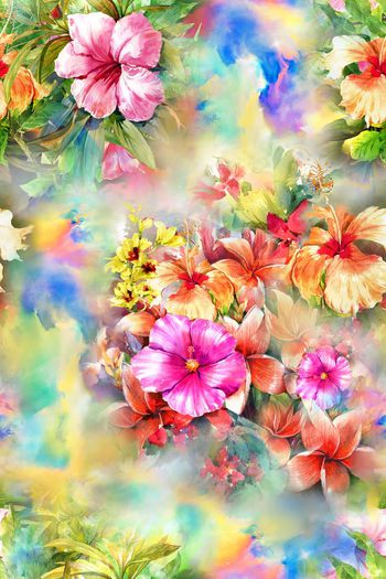 水彩印花华亿平台图片