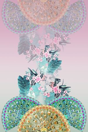 定位羽毛中国风数码女装花卉印花华亿平台图片