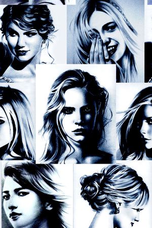 时尚抽象手绘人物头像数码印花印花华亿平台图片