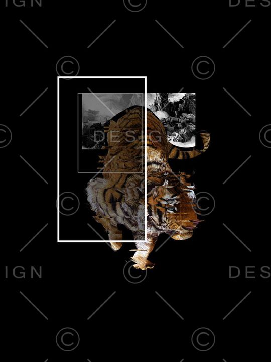 绣花肌理老虎时尚潮牌男装华亿平台印花华亿平台图片