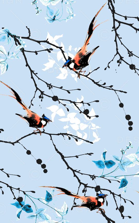 花鸟印花华亿平台图片