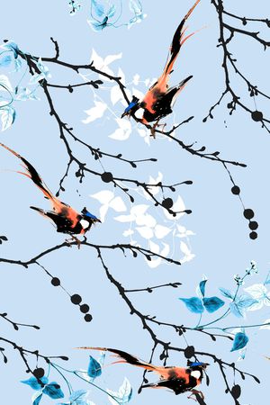 花鸟印花华亿平台图片