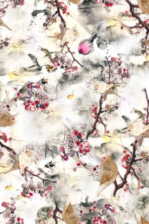 水墨印花华亿平台图片