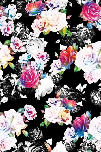 662091-原创彩色黑白花朵06862