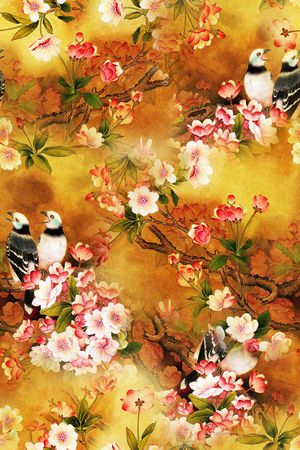 花鸟印花华亿平台图片