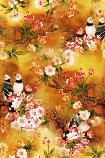 花鸟印花华亿平台图片