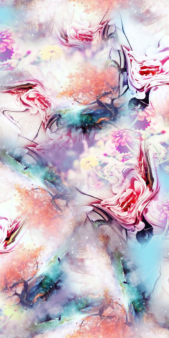 唯美山水抽象数码花卉印花华亿平台图片