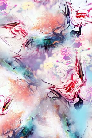 唯美山水抽象数码花卉印花华亿平台图片