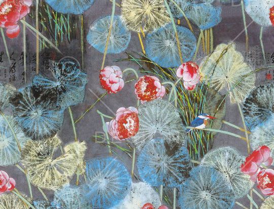 山水画印花华亿平台图片