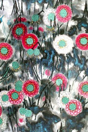 山水画印花华亿平台图片