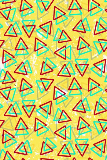 662597-彩色手绘几何三角形  白色泥点底纹