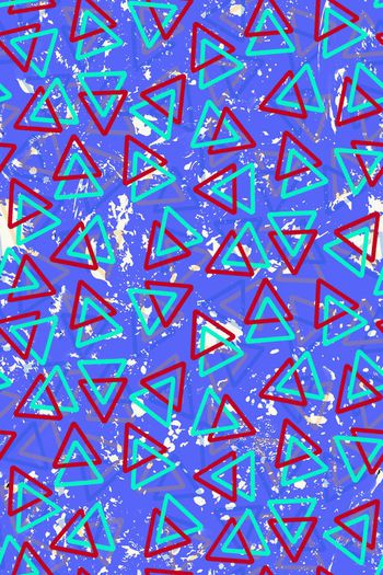 662598-彩色手绘几何三角形  白色泥点底纹