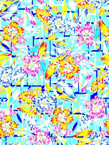 662618-几何格子 花卉植物--2