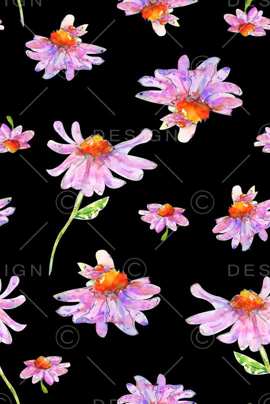 抽象手绘满版水彩花朵印花华亿平台图片