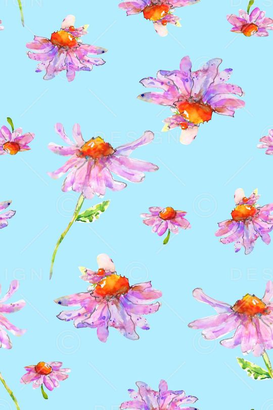 抽象手绘满版水彩花朵印花华亿平台图片