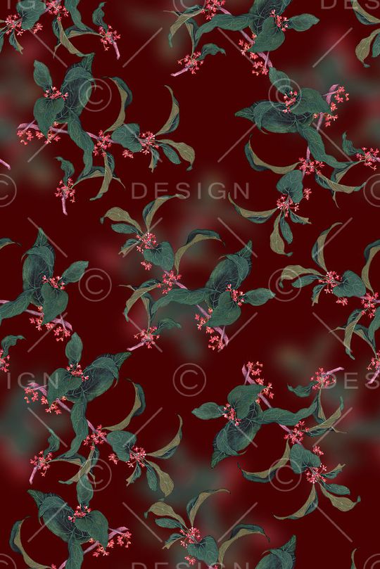 时尚抽象手绘植物水彩画数码印花印花华亿平台图片