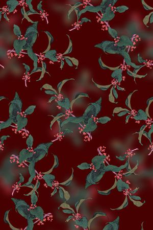 时尚抽象手绘植物水彩画数码印花印花华亿平台图片