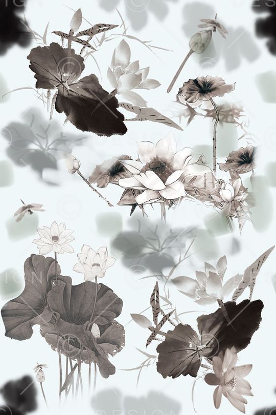 水墨印花华亿平台图片