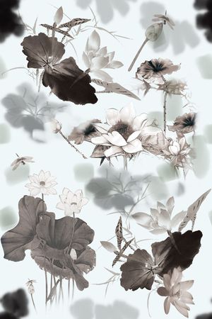 水墨印花华亿平台图片